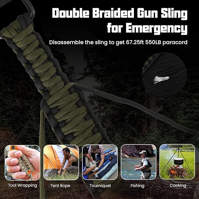 Double Braide 550LB Shotgun Sling 2 Point Paracord Rifle Sling, Non-Slip - Image 4