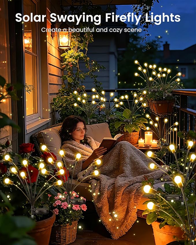 OZS 4 Pack Total 32 LED Solar Garden Lights Fairy Outdoor - Image 4