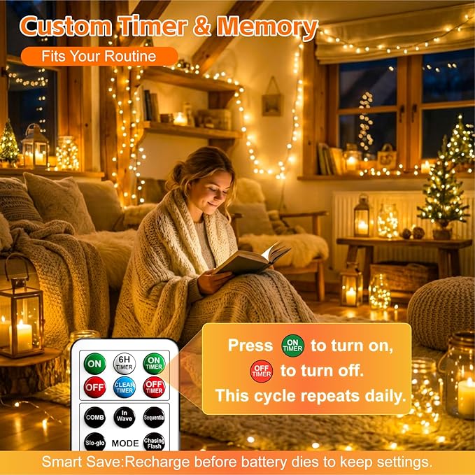 4 Pack 50 LED Fairy Lights Battery Operated - Image 3