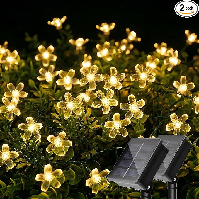 ITICdecor 2 Pack 50 LED Solar String Lights Outdoor Waterproof Flower Solar by ITICdecor