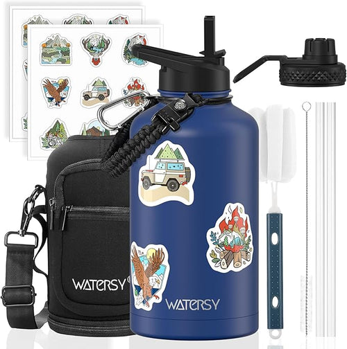 64oz Insulated Water Bottle, BPA Free&Leak Proof, Half Gallon Stainless Steel by Watersy