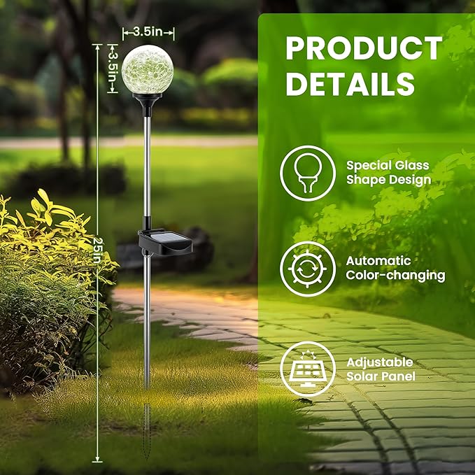 GIGALUMI Solar Garden Lights 3 Pack, Solar Lights Outdoor Decorative Waterproof - Image 6