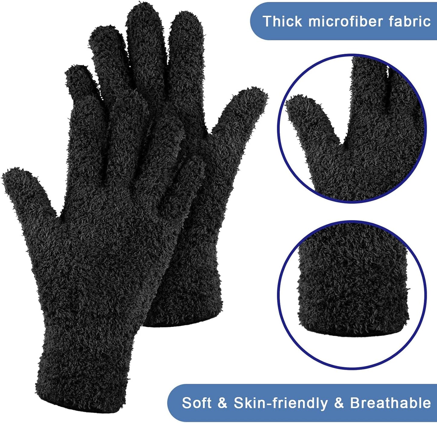 Bencailor 6 Pairs Microfiber Dusting Gloves, Dusting Cleaning Gloves Microfiber Gloves for Plants House Blinds Car Dust Mitt (Bright Color,Medium)