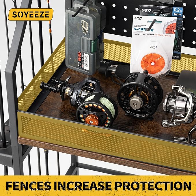 SOYEEZE Fishing Rod Holders for Garage, 3-Tier Fishing Pole Rack - Image 3