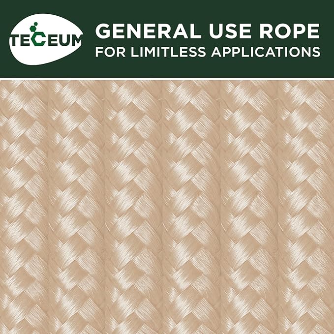 TECEUM Rope – 90 Feet x 3/8 Inch – Beige – Strong All-Purpose Utility Rope – - Image 9