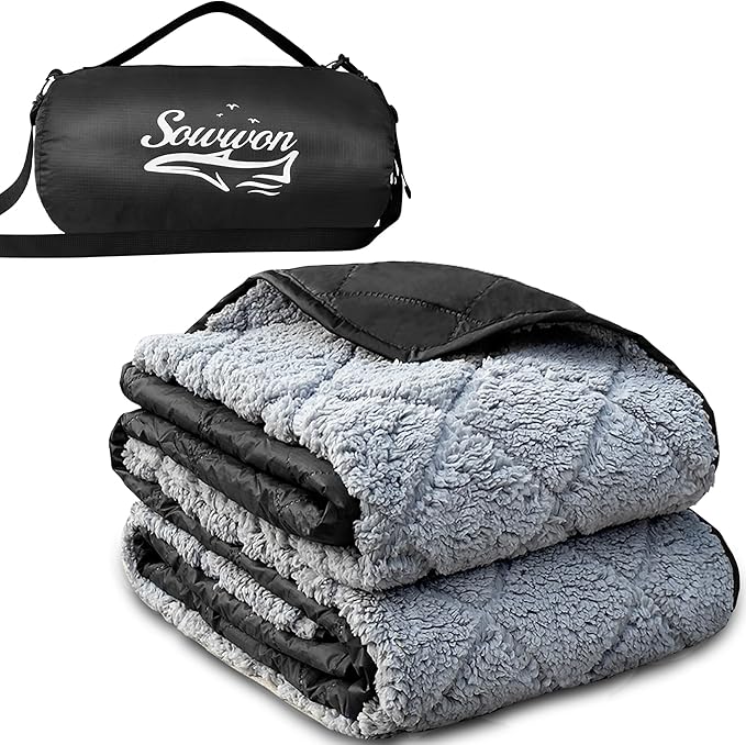 Waterproof Outdoor Blanket 82”X 55” Packable, Stadium Blankets by sowwon
