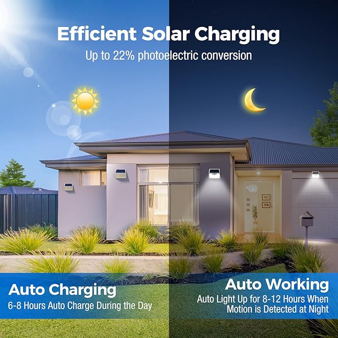 Peasur White Solar Lights Outdoor Waterproof, 8 Pack 140LED Bright Motion - Image 3