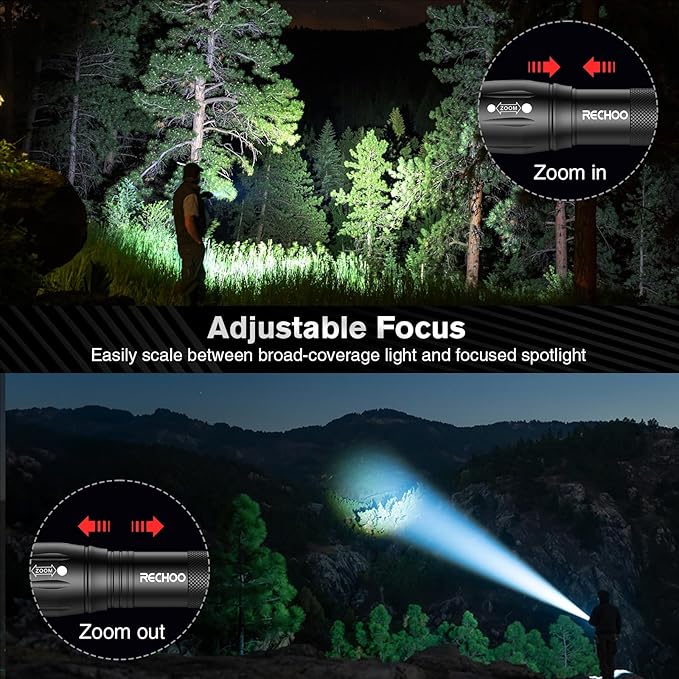 RECHOO LED Flashlight 2 Pack, Tactical Flashlights High Lumens - Image 3