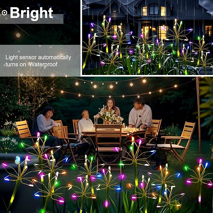 Solar Garden Lights Outdoor: Waterproof 2-Pack DIY Decorative Firework Lights - Image 2