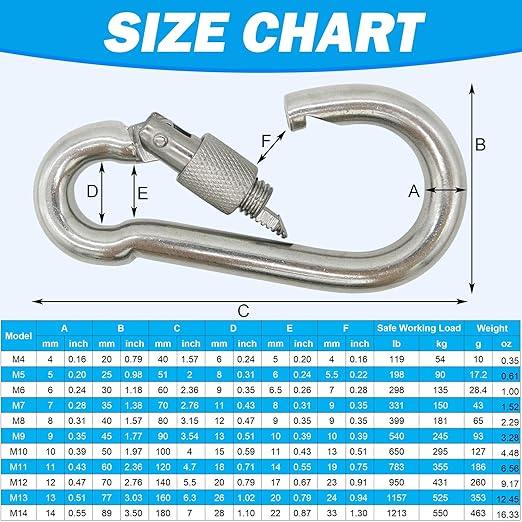 304 Stainless Steel Carabiners -2 inch Heavy Duty, Durable & Rust-Free Clips - Image 7
