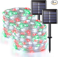 JMEXSUSS 2 Pack Red White and Green Solar Christmas Lights, Each 33FT 100 LED by JMEXSUSS