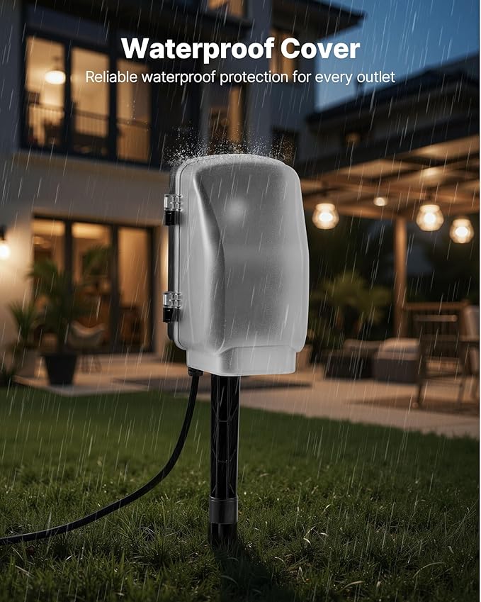 VEVOR Outdoor Power Stake Waterproof, 50 FT Extension Cord, Outdoor Power Strip - Image 4