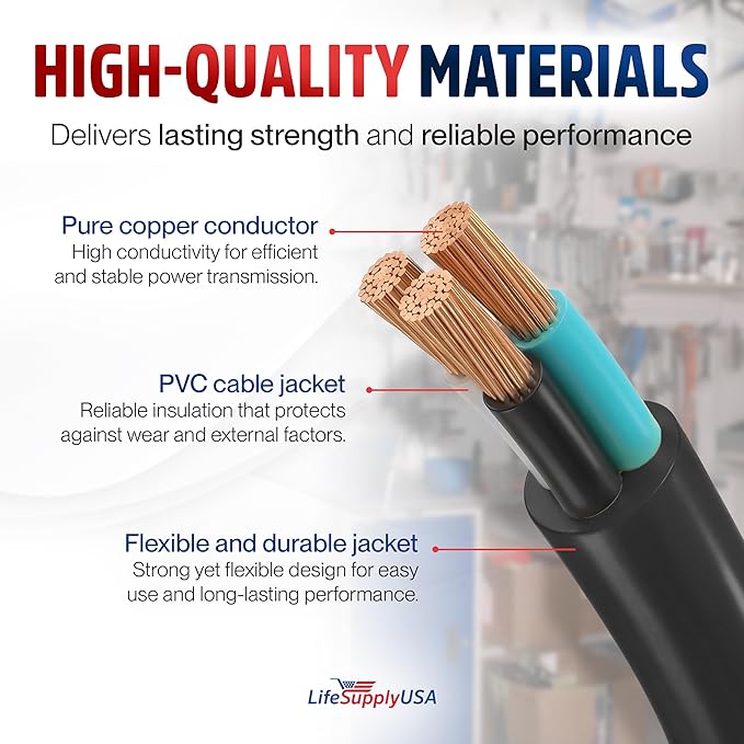 10ft Outdoor/Indoor Extension Cord 12/3 Gauge Extra Heavy Duty 3 Prong SJTW - Image 4