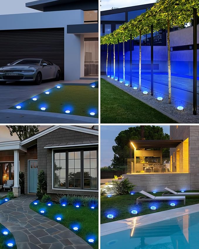 btfarm 4 Pack Solar Lights Outdoor, 8 LED Solar Ground Lights IP65 Waterproof - Image 5