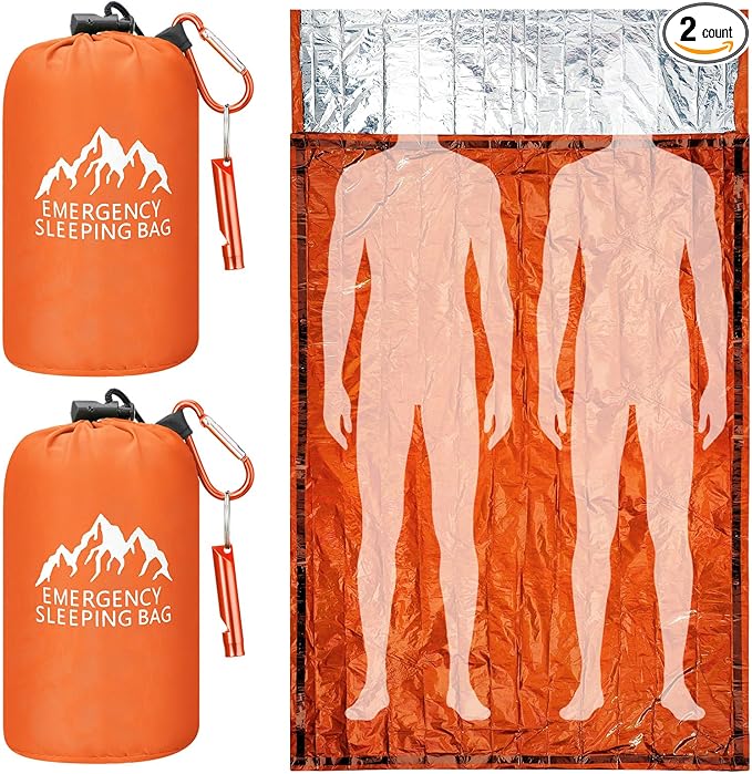 Oudain 2 Pcs XL Emergency Sleeping Bag 94.5" x 49.2" Waterproof Survival by Oudain