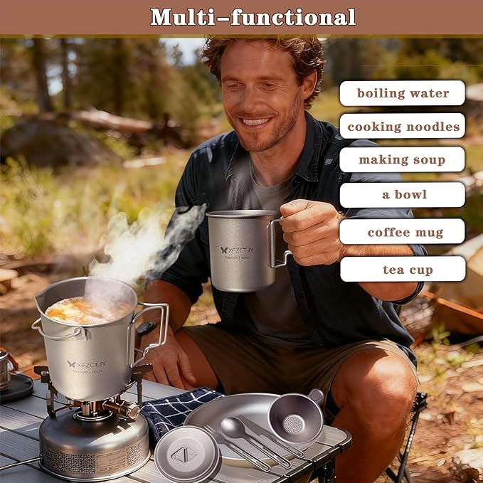 750ml/420ml Ultralight Titanium Pot Coffee Tea Mug Combo - Image 7