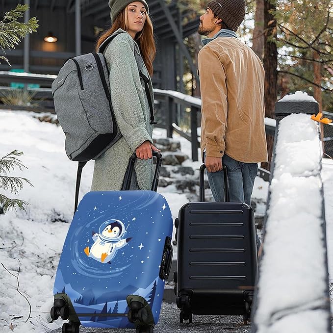 ANNA QUEEN Astronaut Penguin Luggage Cover, Cute Space Penguin Design Suitcase - Image 2