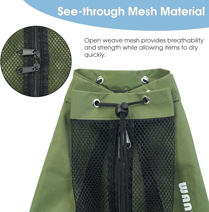 WANDF Swim Bag Mesh Drawstring Backpack Beach Backpack - Image 5