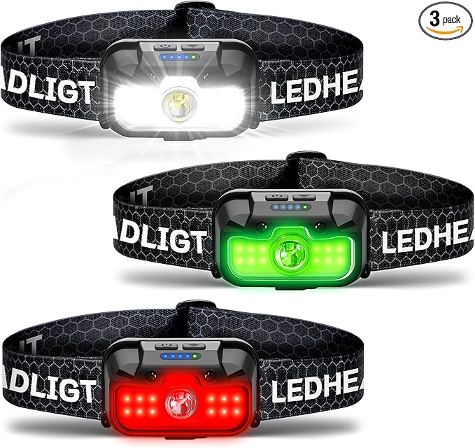 HOKOILN 3-Pack LED Headlamp Rechargeable by HOKOILN