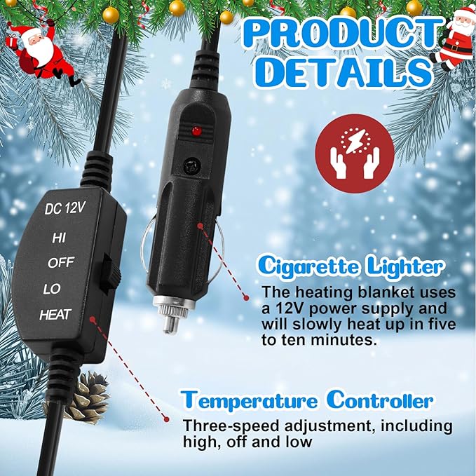 Riakrum 12V Car Heated Blanket for Cold - Image 4