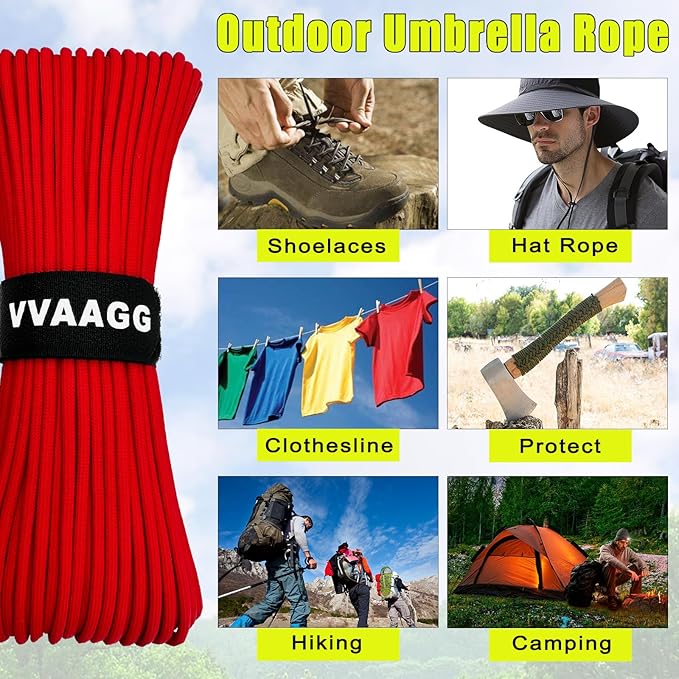 VVAAGG 1000 Red Paracord100FT Utility Parachute Cord 4mm Nylon String12 Strand - Image 5