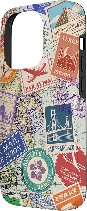 World Map Travel Passport Stamps Postage Stamp Case - Image 2