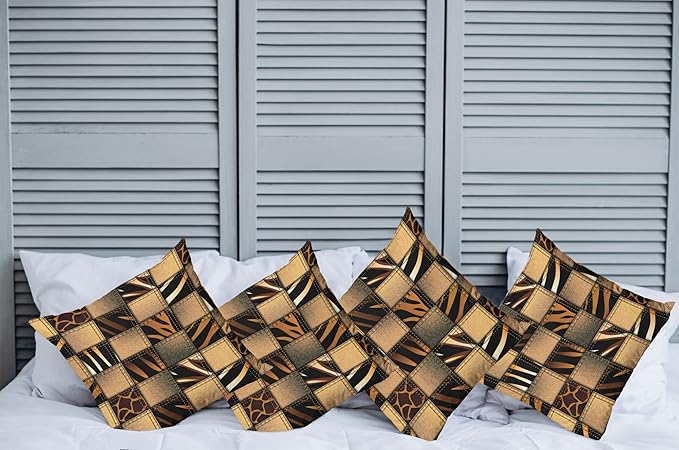 Ambesonne Safari Decorative Throw Pillow Case Pack of 4, Jeans Denim Patchwork - Image 2