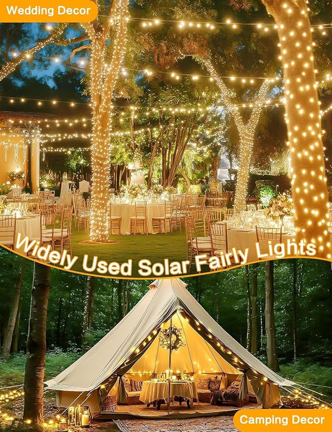 Solar String Lights Outdoor, 6 Pack Each 100 LED Solar Fairy Lights - Image 2
