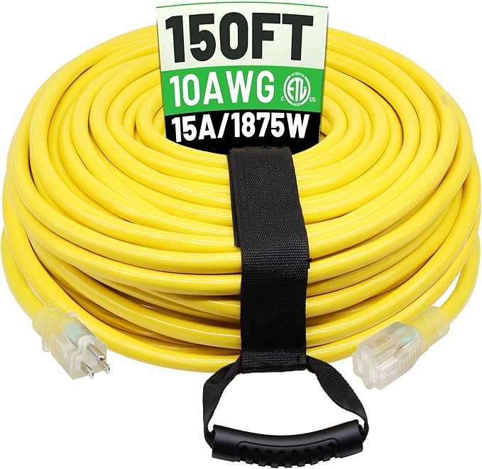 POWGRN 150 Ft 10AWG Outdoor Extension Cord Waterproof Heavy Duty 10 Gauge by POWGRN