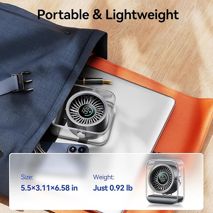 KIMMOO Rechargeable USB Desk Fan, Quiet Table Fan - Image 6