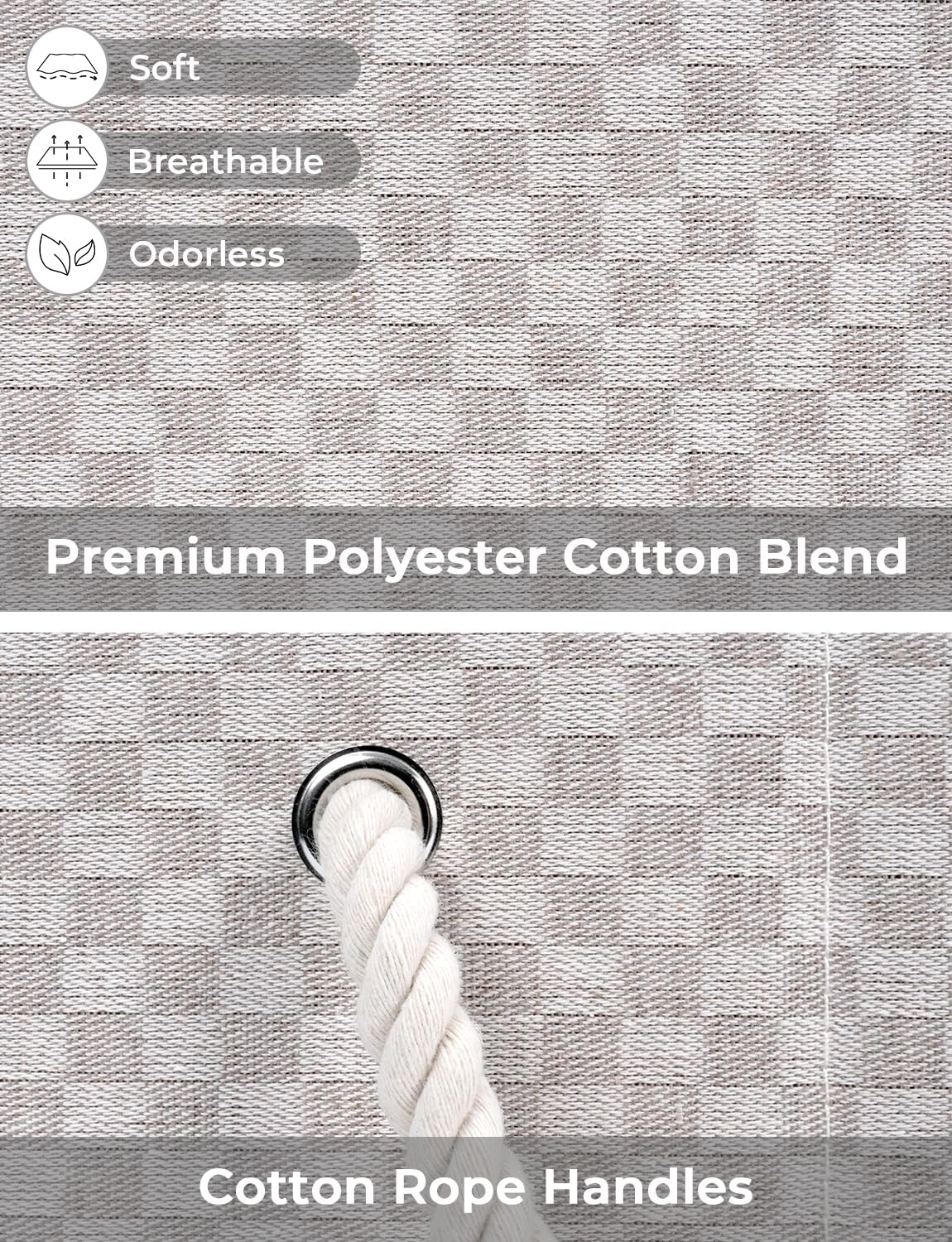 StorageWorks Storage Baskets for Shelves, Foldable Fabric Closet Storage Bins with Handles, Fabric Storage Bins Clothes Organizer, Khaki Check, 3-Pack, Large