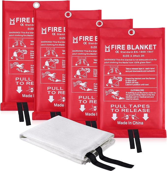 Fire Blanket for Home Emergency Survival – Fiberglass Suspend Fire Flames by Ajiaguo