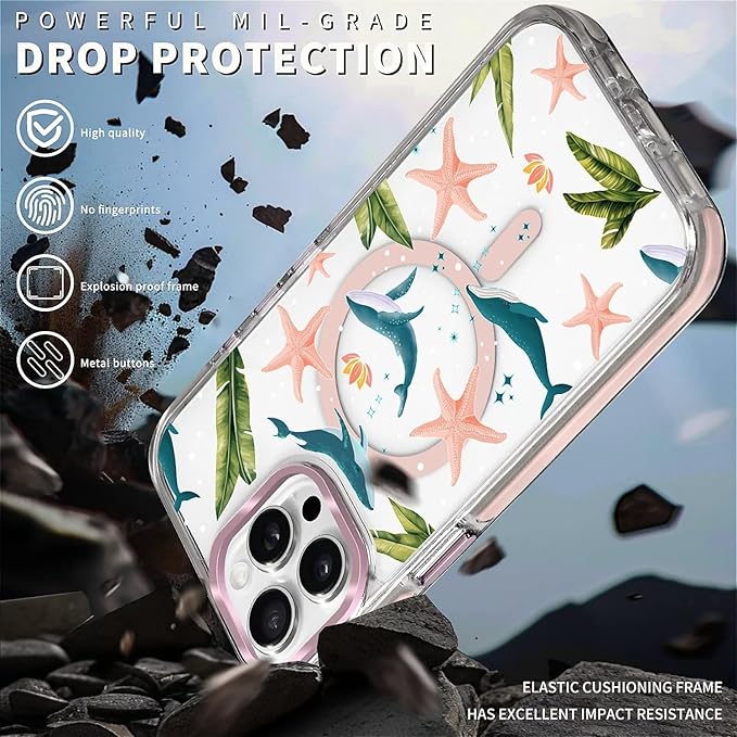 Case for iPhone 14 Pro, Sealife Whale Ocean Wildlife Clear Phone Case - Image 5