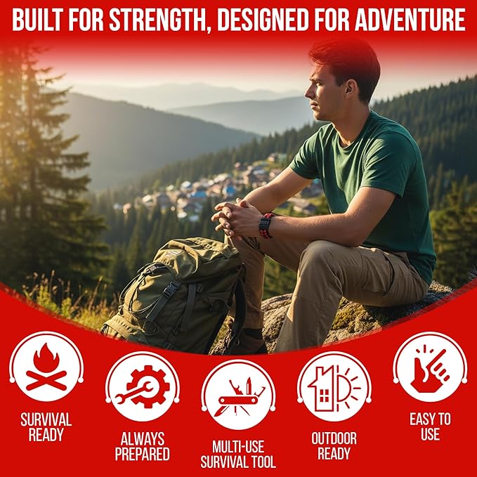 Iconikal 12-Pack Paracord Survival Bracelets Quick-Release Clip Assorted Colors - Image 2