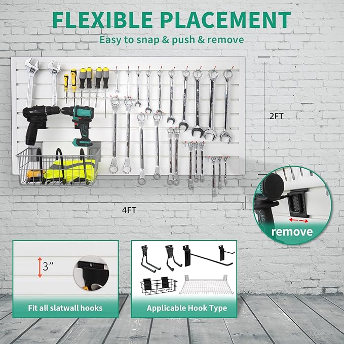 FRAYSCENT Slat Wall Paneling Garage Slat Wall Storage Systems Slatwall Panels - Image 3