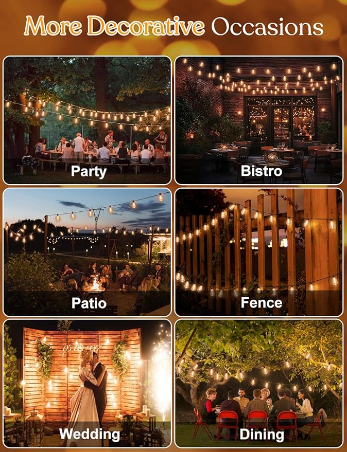 GHUSTAR 100FT LED Outdoor String Llights – Patio Lights Outdoor Waterproof - Image 6