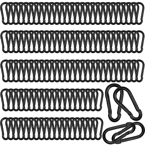 200 PCS 2'' Spring Snap Hook Carabiner, M5 3/16 Inch Galvanized Black Steel by HANDRERLEE