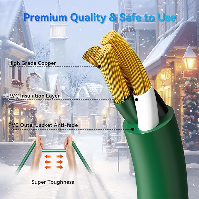 K KASONIC - 25FT Outdoor Extension Cord 1 to 3 Splitter, 3 Prong Outlets Plugs - Image 4