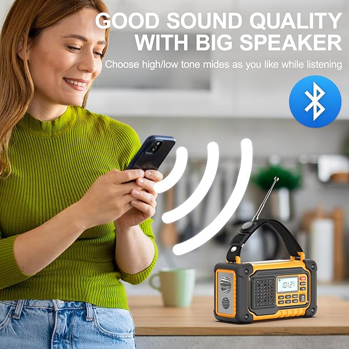 Emergency Weather Radio, AM/FM/SW/NOAA Hand Crank Radio - Image 8