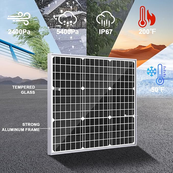 SOLPERK Solar Panel Kit 50W 12V, Waterproof Solar Battery Trickle Charger - Image 5