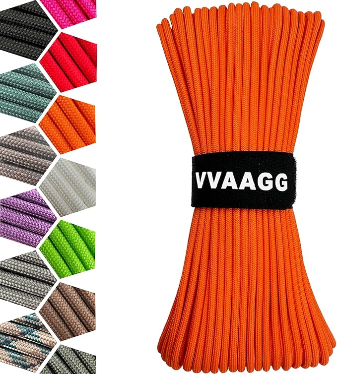 VVAAGG 1000 Orange Paracord100FT Utility Parachute Cord 4mm Nylon String12 by ParacordSpecialist