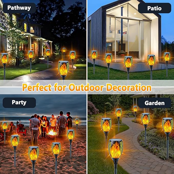 Upgraded Solar Lights Outdoor, 6 Pack Flickering Flame Solar Torch Lights - Image 4