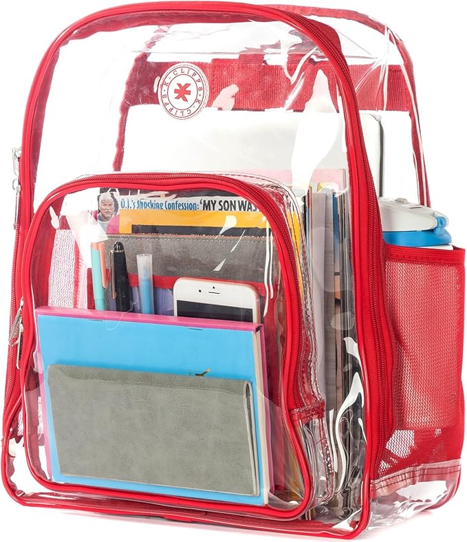 K-Cliffs Large Transparent Backpack Clear Heavy Duty School Bag Durable Student by K-Cliffs
