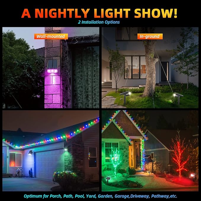 LEREKAM Solar Spot Lights Outdoor Color Changing, IP65 Garden Lights Solar - Image 3