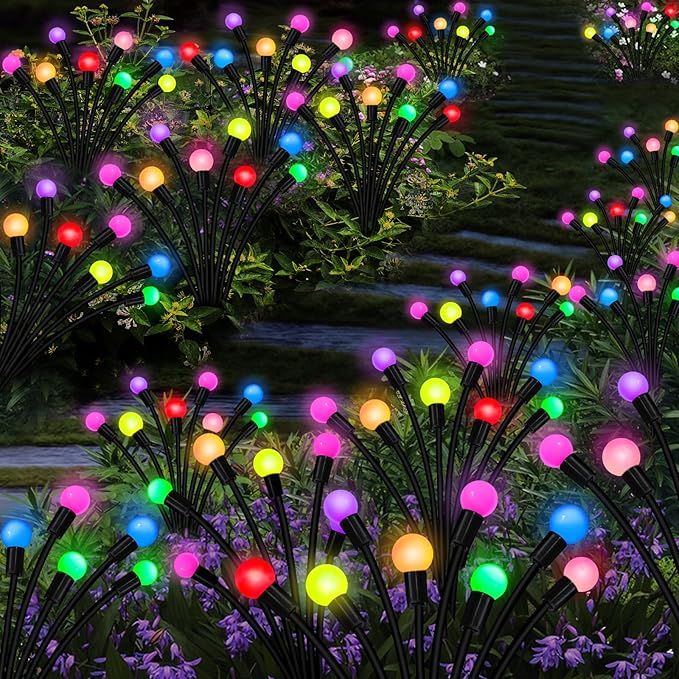 Kohlrabi Solar Garden Lights Outdoor, 4 Pack 32 LED Solar Firefly Lights - Image 5