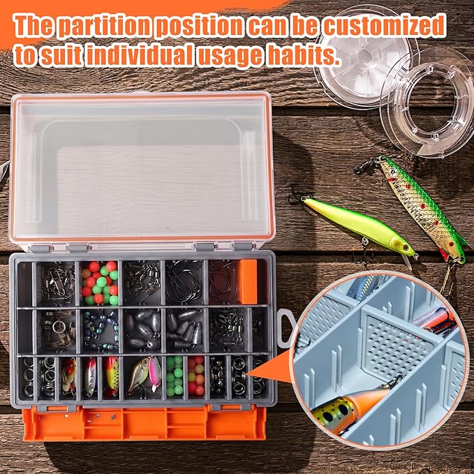 Junkin 6 Pack 3600 Fishing Tackle Boxes Waterproof, High-vis Orange Lure - Image 6