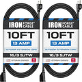 Iron Forge Cable 2 Pack 10 Ft Black Extension Cord, 10 Foot Extension Cord by IronForgeCable