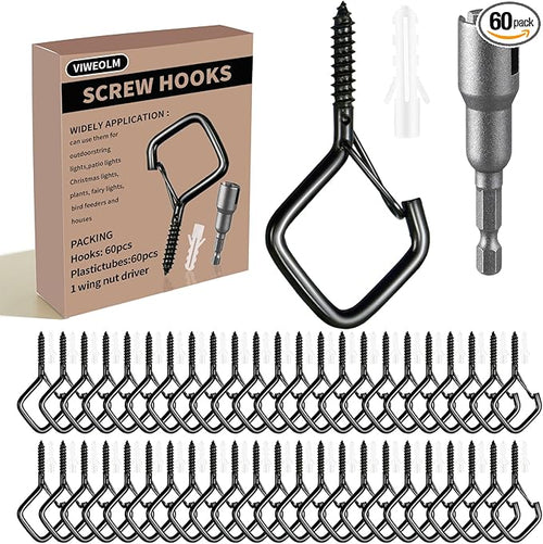 60 Pcs Black Eye Hooks Screw Heavy Duty, Ceiling Hooks by Unknown