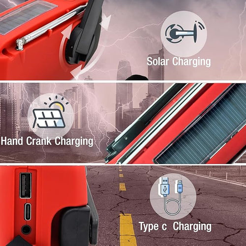 2000MAH Emergency Hand Crank Radio, Portable Survival Solar Radio AM FM NOAA - Image 2