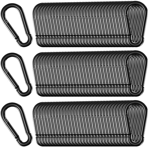 200 Pack M5 Carabiners, 3/16Inch Galvanized Steel Black Quick Link Small by SEUNGCH